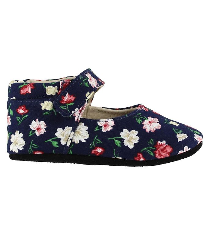 Fuzzies Ballerina Hjemmesko – Flora – Navy m. Blomster