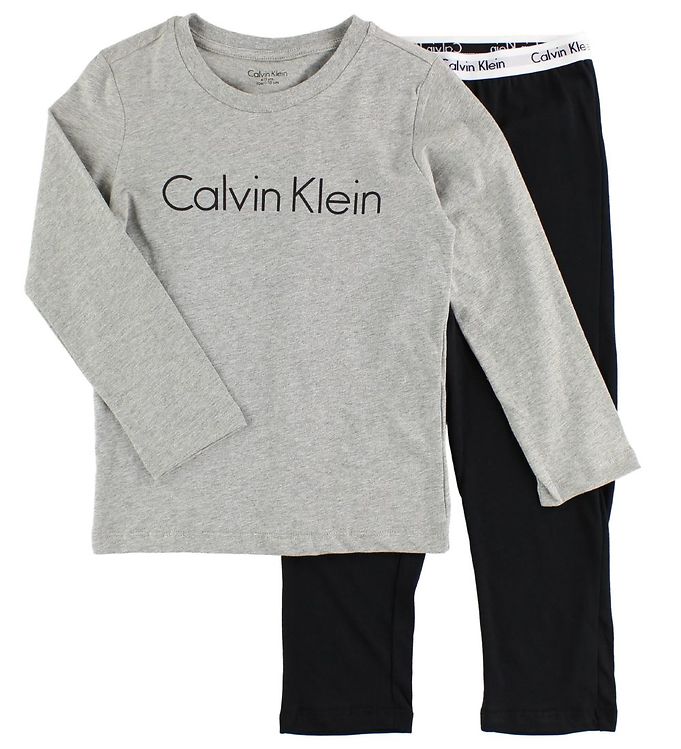 lineal Dæmon voksenalderen Calvin Klein Nattøj - Gråmeleret/Sort m. Logo » Fri fragt i DK