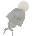 Huttelihut Hue m. Øreflapper - Strik - Uld - Medium Grey Melange