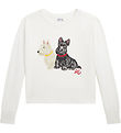 Polo Ralph Lauren Bluse - Cropped - Hvid m. Hunde