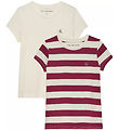 Calvin Klein T-shirt - 2-pak - Stripe Slim - Bright White/Rich C