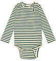 Petit Piao Body l/æ - Rib - Modal - Emerald Green/Dark Off White