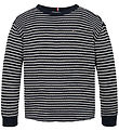 Tommy Hilfiger Bluse - Flag Mini Waffle - Blue/White Stripes