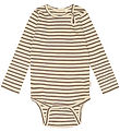 Petit Piao Body l/æ - Rib - Modal - Chocolate Brown/Dark Offwhit