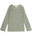 Petit Piao Bluse - Rib - Modal - Emerald Green/Dark Offwhite