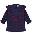 Flöss Kjole - Luna - Navy/Ruby Bows