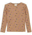 Minymo Bluse - Rib - Tannin m. Blomster