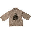 Maileg Julesweater til Nissedreng - str.6 - Beige/Juletræ