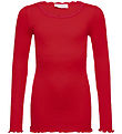 Rosemunde Bluse - Beatha - Rib - Crimson m. Blonder