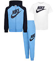 Nike Sweatsæt m. T-shirt - Baltic Blue/Sort