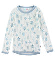 Joha Bluse - Uld - Lyseblå m. Print
