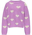 Kids Only Bluse - Strik - KogMontana - African Violet/Heart Birc