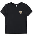 Kids Only T-shirt - KogLany - Black/Leo Heart