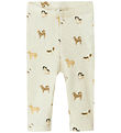 Name It Leggings - Rib - NbmBark - Peyote Melange m. Hunde