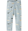 Name It Leggings - Rib - NbmBark - Quarry m. Hunde