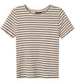 LMTD T-shirt - NlfDallas - Rib - Mocha Meringue/WHITE STRIPES