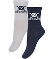 Minymo Strømper - 2-Pak - Dark Navy/Hvid m. Dødningehoved