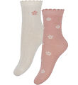 Minymo Strømper - 2-pak - Ash Rose m. Blomster