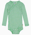Joha Slå-Om Body l/æ - Rib - Uld/Silke - Off White/Grøn