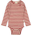 Petit Piao Body l/æ - Rib - Modal - Light Berry/Multi Stripe