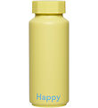 Design Letters Termoflaske - 500 ml - Happy - Gul