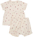 Minymo Shortssæt - Shorts/T-shirt - Rib - White Swan