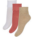 Konges Sløjd Strømper - 3-pak - Frill - Sand/Optic White/Raspber