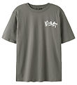 LMTD T-shirt - NlmLucky - Granite Grey/White Print