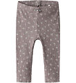 Name It Leggings - Rib - NdfHoise - Purple Dove m. Blomster