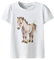 Name It T-shirt - NmfHani - Bright White m. Hest