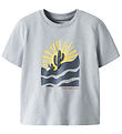 Name It T-shirt - Nmmhaldur - Pearl Blue m. Print