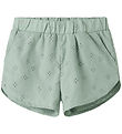 Name it Shorts - NkfVioleta - Aqua Gray m. Broderi Anglaise