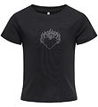 Kids Only T-shirt - KogKira - Sort/Hjerte m. Rhinsten