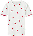 Name it T-shirt - Rib - NmfJillie - Bright White m. Jordbær