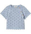 Lil' Atelier T-shirt - Strik - NmfJola - Zen Blue m. Hulmønster