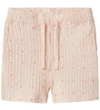 Lil' Atelier Shorts - Rib - NmfHulla - Peach Blush m. Hjerter