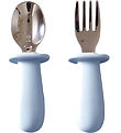 Jack o Juno Børnebestik - Silikone/Rustfrit Stål - Pale Blue
