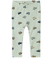 Name It Leggings - Rib - NbmHukab - Aqua Gray m. Biler