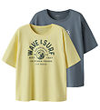 Name It T-shirt - NkmVictor - 2-Pak - Lemon Meringue/Blue Mirage