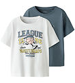 Name It T-shirt - NmmVictor - 2-Pak - Blue Mirage/Bright White