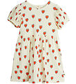 Mini Rodini Kjole - Rib - Offwhite m. Hjerter