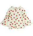 Mini Rodini Bluse - Rib - Offwhite m. Hjerter