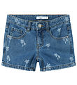 Name It Shorts - NkfRose - Medium Blue Denim/Palm Tree
