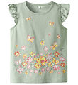 Name It T-shirt - NmfVayana - Aqua Gray/Yellow Flower