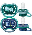Philips Avent Sut - 2-pak - Ultra Air - Blå/Grøn m. Print