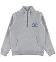 GANT Sweatshirt - Graphic Half Zip - Light Grey Melange