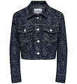 Kids Only Denimjakke - KogGianna - Dark Blue Denim/Roses