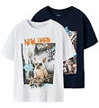 Name It T-shirt - NkmVoto - 2-pak - Navy Blazer/Bright White