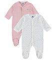 Petit Bateau Natdragt - 2-pak - Hvid/Rosa m. Hjerter/Striber
