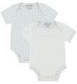 Emporio Armani Bodysuits s/s - 2-Pack - White/Light Blue w. Logo
